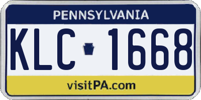 PA license plate KLC1668