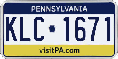PA license plate KLC1671