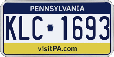 PA license plate KLC1693