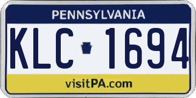 PA license plate KLC1694
