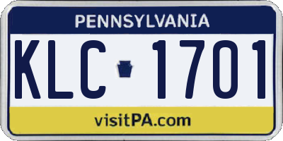 PA license plate KLC1701