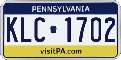PA license plate KLC1702