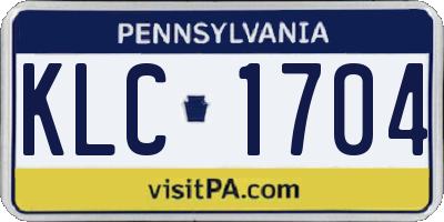 PA license plate KLC1704