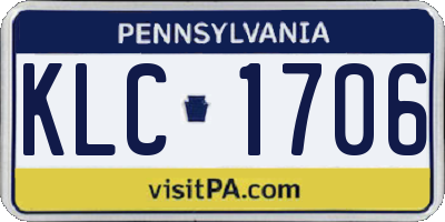 PA license plate KLC1706