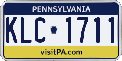PA license plate KLC1711