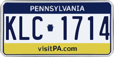 PA license plate KLC1714