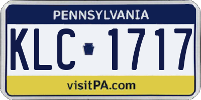 PA license plate KLC1717