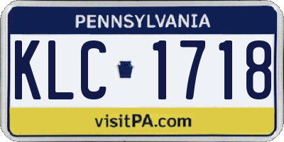 PA license plate KLC1718