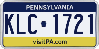 PA license plate KLC1721