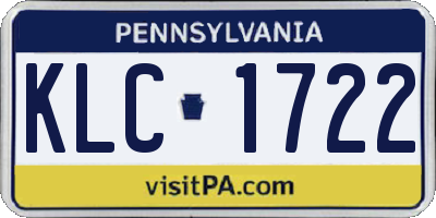 PA license plate KLC1722