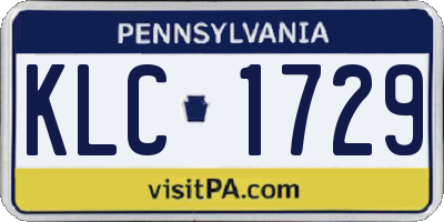PA license plate KLC1729