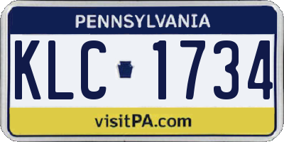 PA license plate KLC1734
