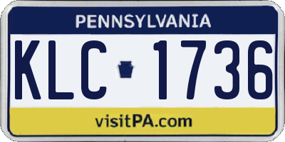 PA license plate KLC1736