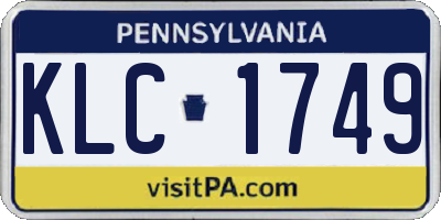 PA license plate KLC1749