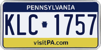 PA license plate KLC1757