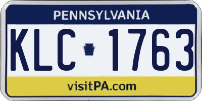 PA license plate KLC1763