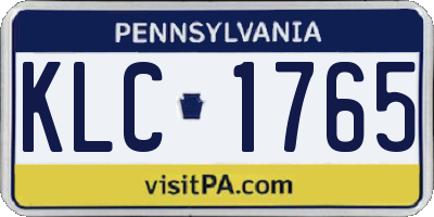 PA license plate KLC1765