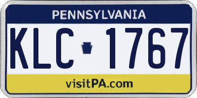 PA license plate KLC1767