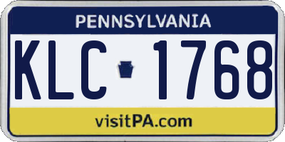 PA license plate KLC1768