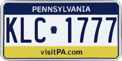 PA license plate KLC1777
