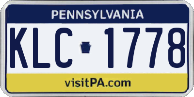 PA license plate KLC1778