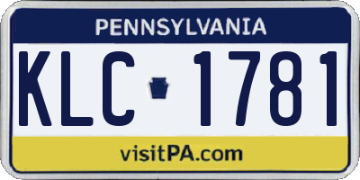 PA license plate KLC1781