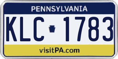 PA license plate KLC1783