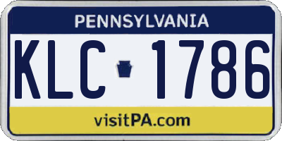 PA license plate KLC1786