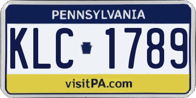 PA license plate KLC1789