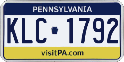 PA license plate KLC1792