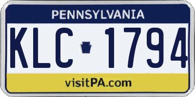 PA license plate KLC1794