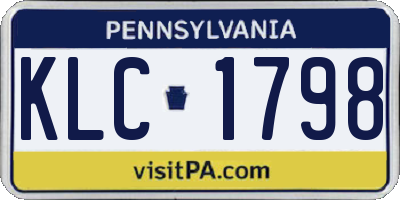 PA license plate KLC1798