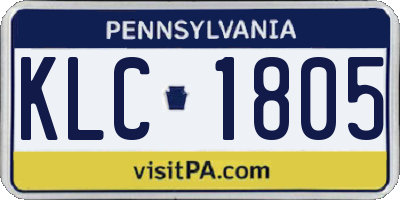 PA license plate KLC1805