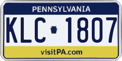 PA license plate KLC1807
