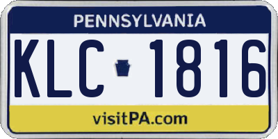 PA license plate KLC1816