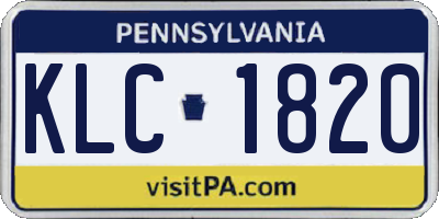 PA license plate KLC1820