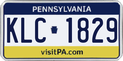 PA license plate KLC1829