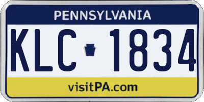 PA license plate KLC1834