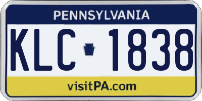 PA license plate KLC1838