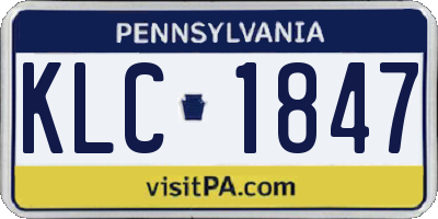 PA license plate KLC1847