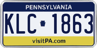 PA license plate KLC1863