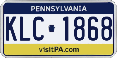 PA license plate KLC1868