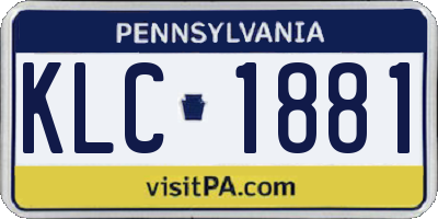 PA license plate KLC1881