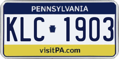 PA license plate KLC1903