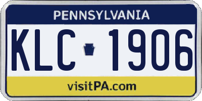 PA license plate KLC1906