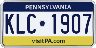 PA license plate KLC1907