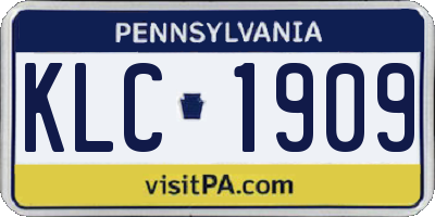 PA license plate KLC1909