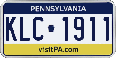 PA license plate KLC1911