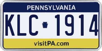 PA license plate KLC1914