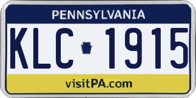 PA license plate KLC1915